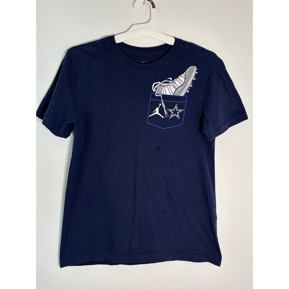 Nike Jordan Dallas Cowboys Dak Prescott‎ Cleats T-Shirt Navy Blue Small